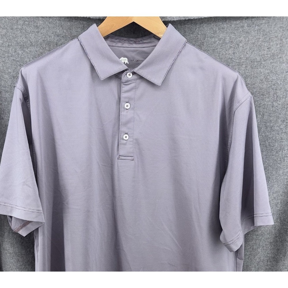 Onward Reserve Performance‎ Polo Mens XL-2XL Blue Pink Stripe Golf Bear Logo